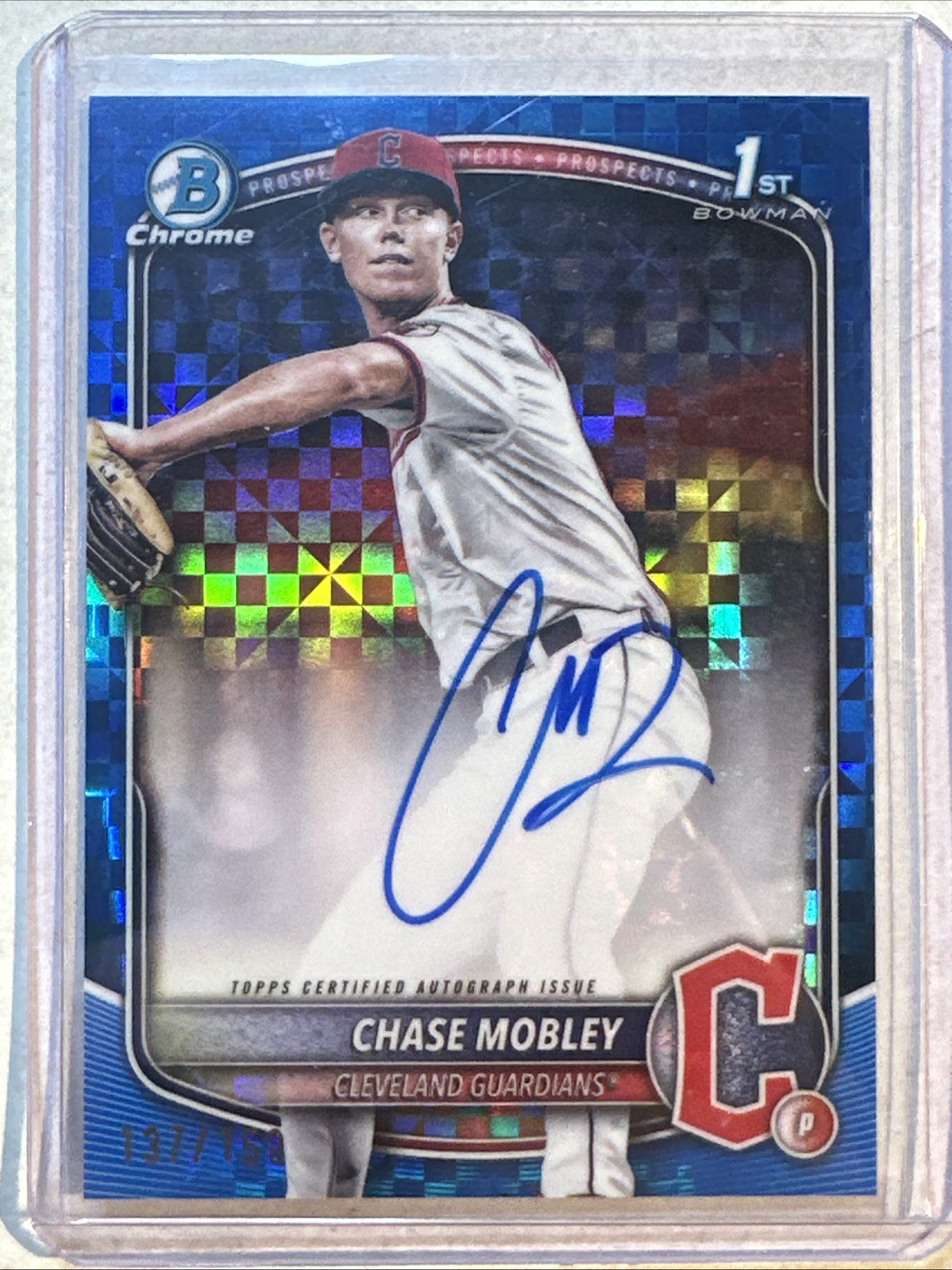 2025 Bowman Chrome Chase Mobley 1st Prospect Blue X-Fractor Auto /150  #CPA-CMY