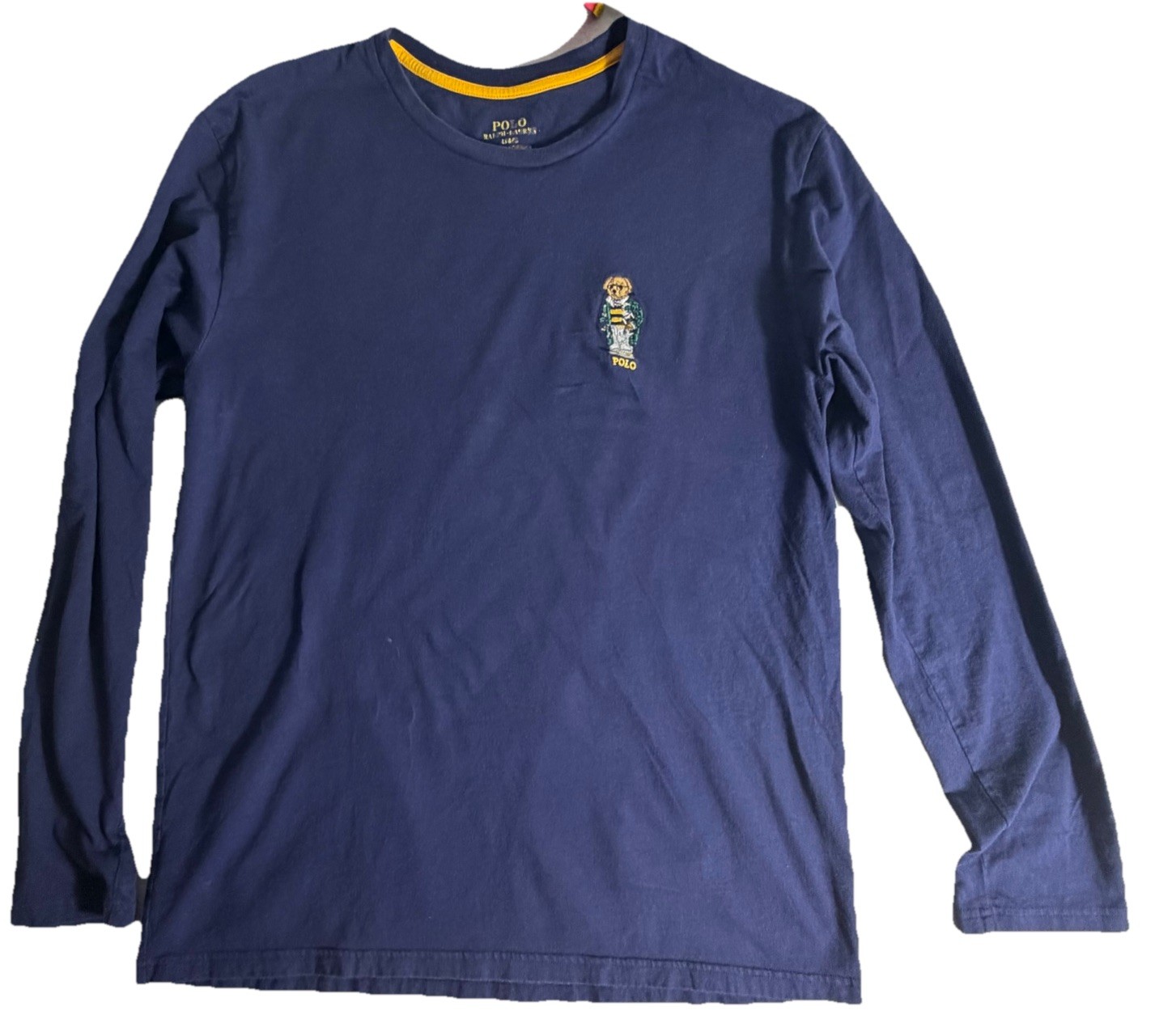 Ralph Lauren Polo Bear Graphic Shirt Vintage Large Long Sleeve Navy Crewneck USA