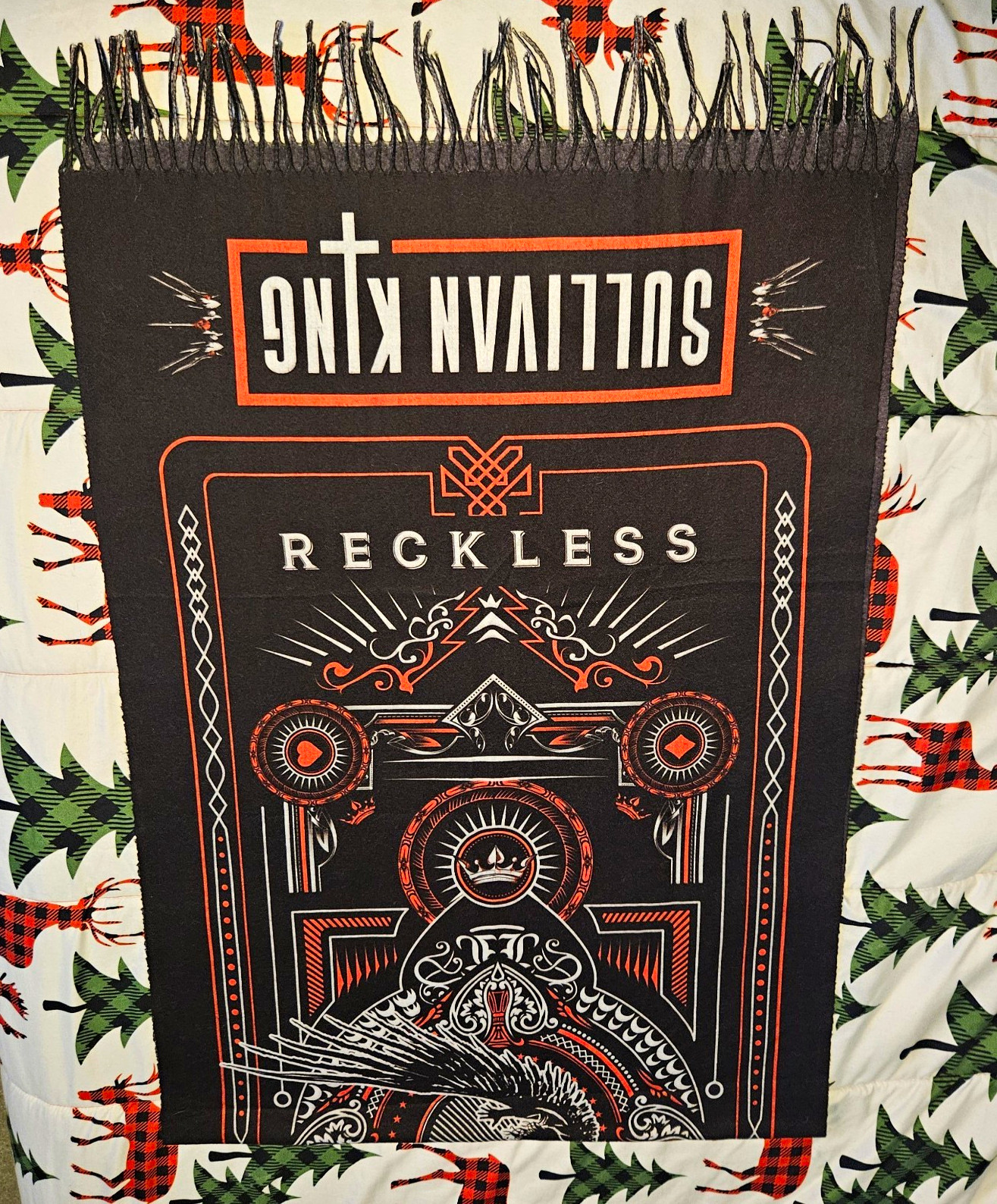 4 Of A Kind Reckless Pashmina (Red/Black)