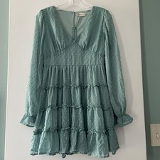 Altar'd State Size Medium Swiss Dot Tiered Babydoll Mini Dress Coquette Fairy