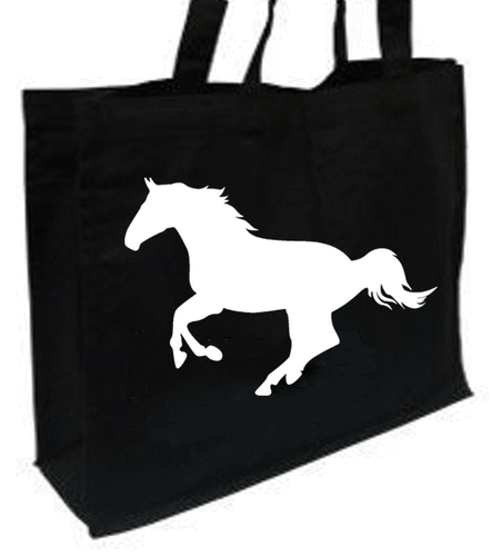 Silhouette Horses, Bolsa de Compras de Algodón, Elección de Colores, Negro, Crema