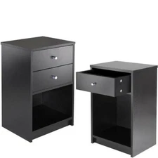 Classic Nightstand with Drawer Bedside Table Bedroom Decor Storage Furniture