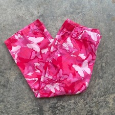 Vintage Y2K Faded Glory Girls 10 Bright Pink Butterfly Cargo Capris Adjustable