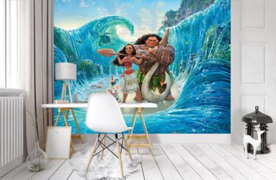 Moana Maui Disney Princess Wallpaper Woven Self-Adhesive Wall Mural Art M131