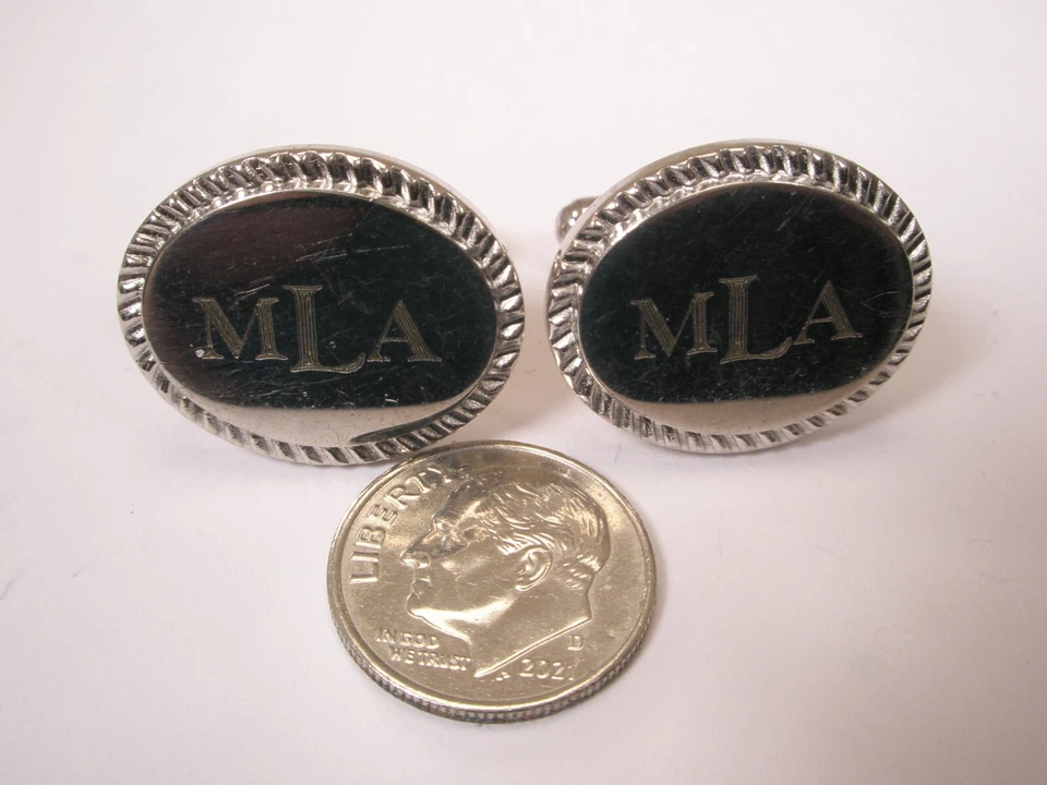 MLA Sterling Silver Monogram Initial Letter Vintage RAVI RATAN Cuff Links - Image 2 of 4