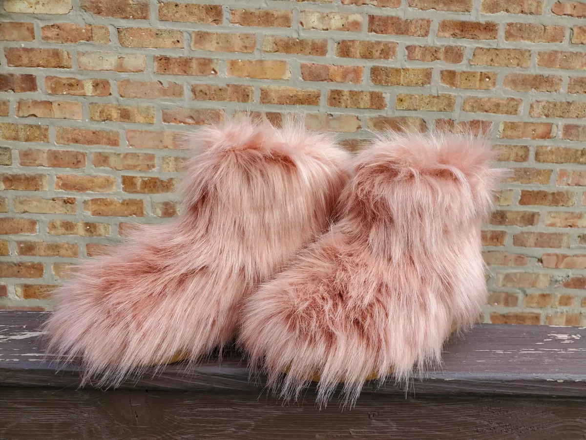 Pink fur deals boots