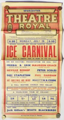 1930s Original Worcester THEATRE Royal POSTER Ice Carnival Christmas July 2ft