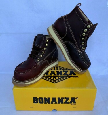 New Bonanza STEEL TOE Work Boots BAT-612 Burgundy Leather 6  display picture 3