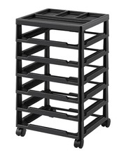 Scrapbook Rolling Storage Cart 6-Tier Large Capacity with Organizer Top Black