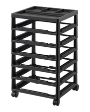 Scrapbook Rolling Storage Cart 6-Tier Large Capacity with Organizer Top Black