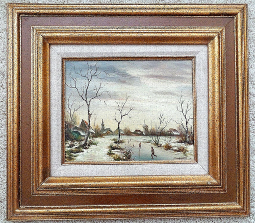 ANTIQUE DUTCH OIL PAINTING ON WOOD FRAMED SIGNED DOORHEIM