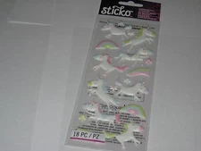 Scrapbooking Crafts Stickers Sticko Puffy Unicorns Rainbows Pastel Colors More