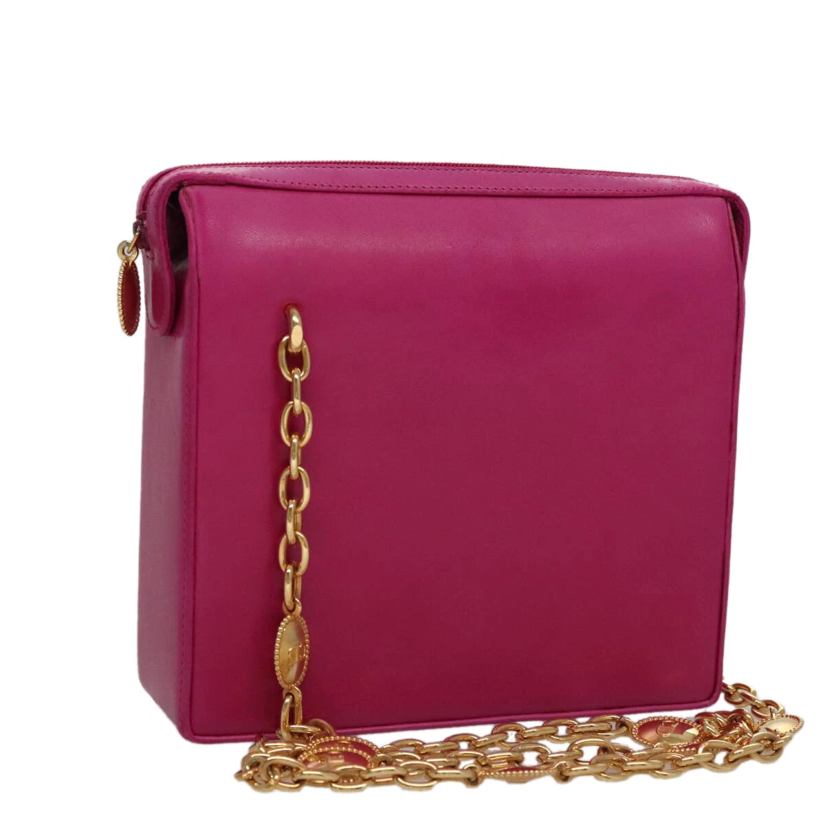 Sac bandoulière chaîne Christian Dior cuir violet or authentique 105590