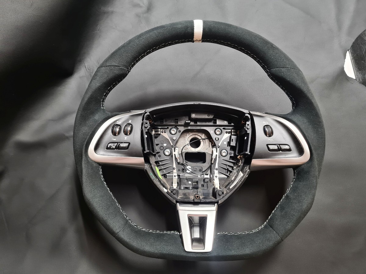 サイモンアルカンタラ Steering Wheel Jaguar XF XK Leather flat bottom alcantara white | eBay