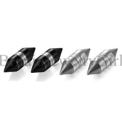 2pcs Stainless Steel Bullet Magnetic Ear Stud Earrings Non-piercing Men Women