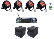 4 Rockville BEST PAR H2O Water Resistant Lights Bags Wireless DMX Controller
