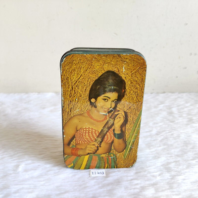 Vintage Indianer Tribal Lady Essen Sugarcane Nutrine Süßwaren Dose Selten TI403