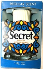 Secret Deodorant  Regular Scented Glass Vintage Roll-on Prop Movie Set Nos W Box