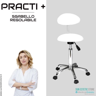 PRACTI SGABELLO CON SCHIENALE REGOLABILE ESTETICA STUDIO MEDICO