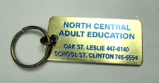 Vtg North Central Adult Education Key Chain Ring Fob Collectible Advertising