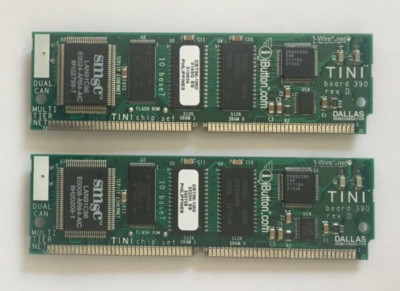 Two Dallas Semiconductor DSTINI-512 TINI Board 390 Rev D. 512k SRAM 72-Pin