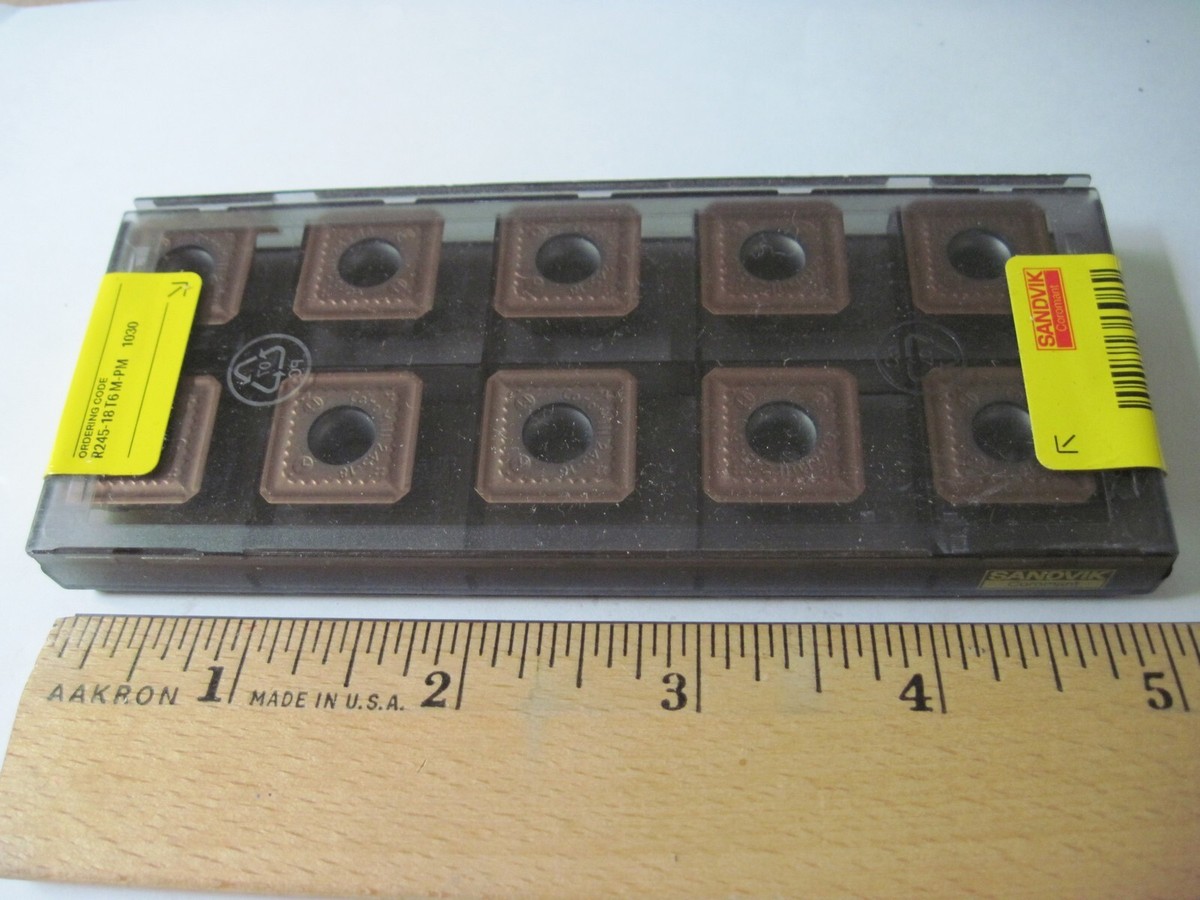 Qty 10) Sandvik R245 18 T6 M-PM 1030 Carbide Milling Inserts Qty 10) Sandvik R245 18 T6 M-PM 1030 Carbide Milling Inserts