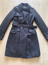 Phase Eight Quilted Rain Coat Size 8 Black