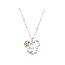 Disney Mickey Mouse Two Tone 14k Rose Gold Fine Silver Plated Necklace Letter L