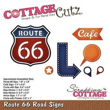 Cottage Cutz Metal Stamping Die Route 66 Road Signs, New