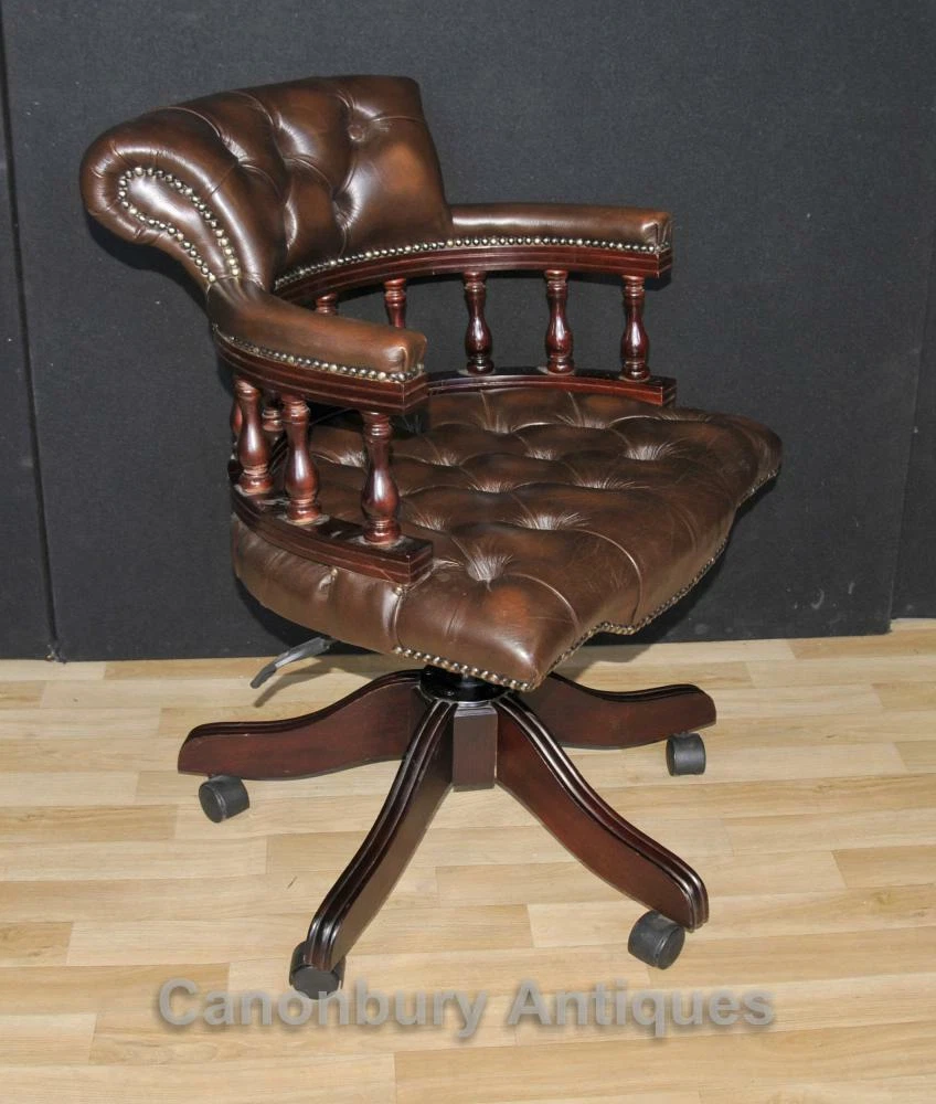 Victorian Captains Chair Office Swivel Desk Chairs with Leather eBay