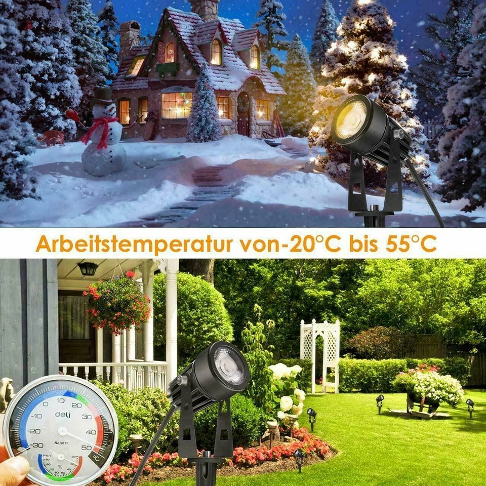 8er Set Gartenstrahler mit Erdspieß LED Gartenleuchte Gartenbeleuchtung Außen - Bild 3 von 4