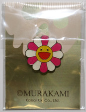 Takashi Murakami White Pink Flower Enamel Pin Brooch TMKK