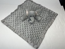 Grey Elephant Pink Ears Lovey Minky Dot Satin Security Blanket Gray Plush 16