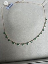 14K Yellow Gold Emerald And Diamond Necklace 5.28Ctw. 4.49 Grams. Retail 7262