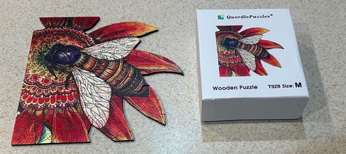 BEE & FLOWER (Quordle) -- 120 Piece WOODEN Puzzle -- Whimsy Pieces -- Complete