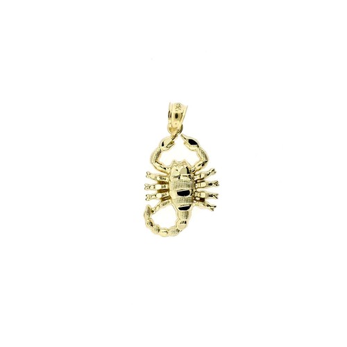 Real 10K Yellow Gold Diamond Cut Zodiac Sign Scorpion Pendant, 10KT Gold Charm - Picture 4 of 7