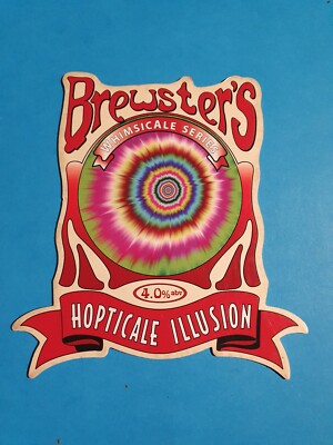 BREWSTER'S Brauerei HOPTISCHE ILLUSION Real Ale Bier Pumpe Clip Abzeichen vorne Belvoir