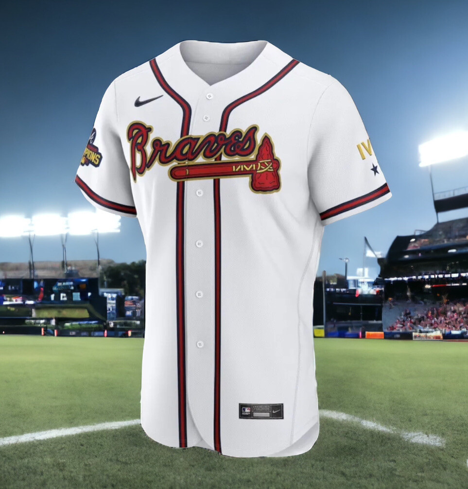Atlanta Braves NIKE Rare Blank MLB Baseball Team Jersey White Mens