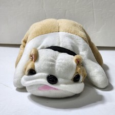 Excite BULLDOG Puppy Dog Plush Tan White Black Collar Lying Down 8"