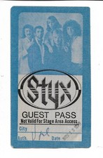 Vintage STYX Cloth Backstage Guest Pass 1979 Unused