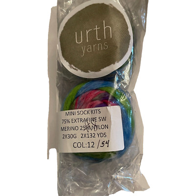 New Urth Yarns Mini Uneek Sock Kit Green Blue Purple Pink N54 125 Yards