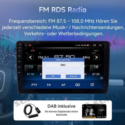 DAB+ Android 14 AutoRadio RDS GPS Navi Carplay Kam Für Audi A4 8E B6 B7 2001-08 - Bild 12 von 16