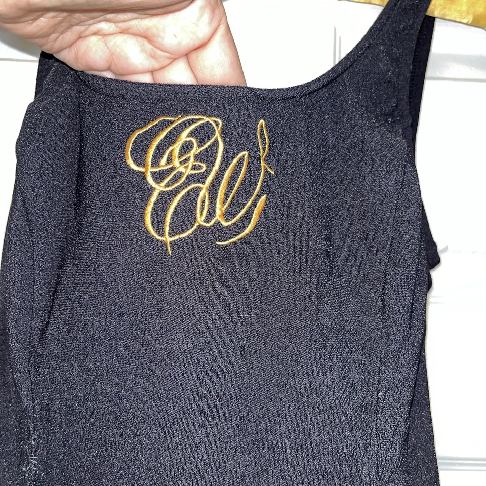 Traje de baño Esther Williams clásico funda color liso, negro sujetador bala 12 vintage Foto 2 de 4