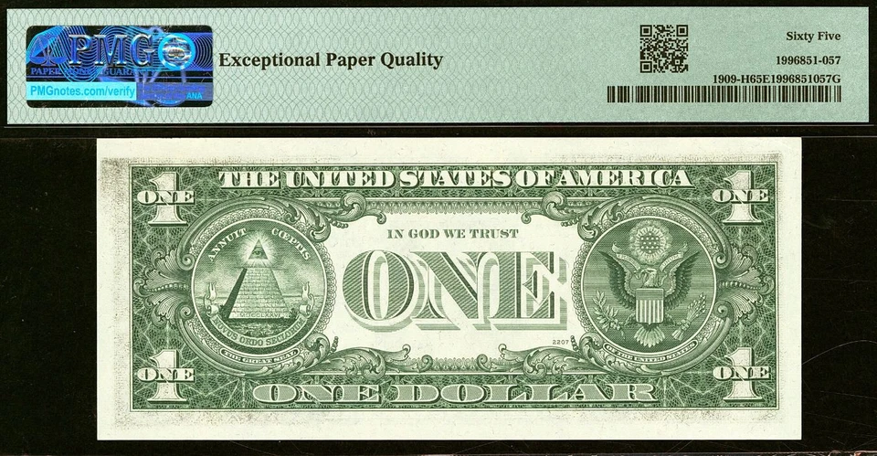 1977 $1 Federal Reserve Note PMG 65EPQ fancy radar serial number 00300300 - Image 3 of 3