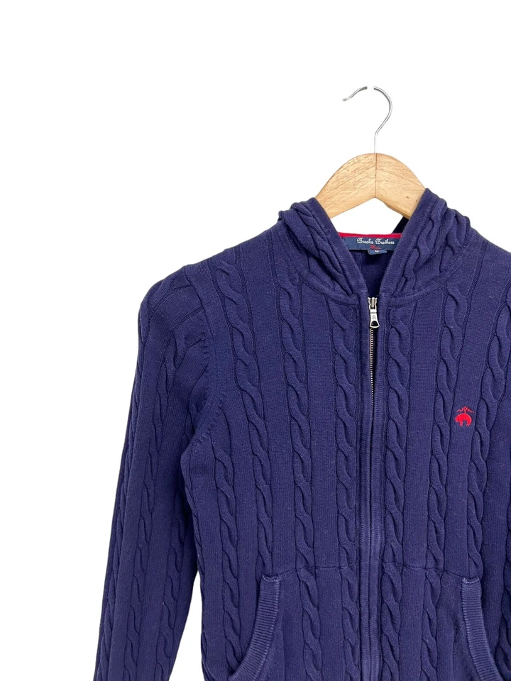 Suéter Brooks Brothers polar para niña manga larga azul marino acanalado cremallera talla M Foto 4 de 4