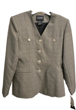 Women’s Blazer Glen Plaid Size 10 Brown Nwt Clio W/o Lapel