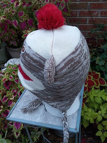 Ladies Knit Sock Monkey Beanie Skull Cap w/ Embroidery & Button Eyes One Size ๐ต - Picture 4 of 11
