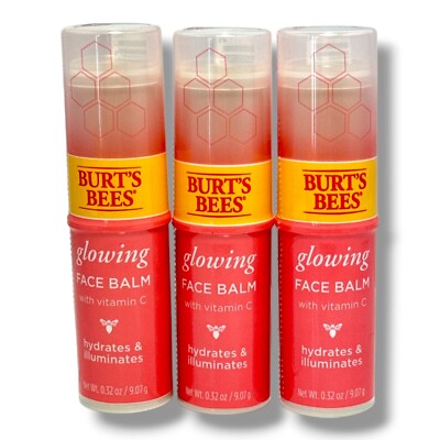 Burt's Bees Glowing Face Balm 0.32oz./9.07g New Sealed;  LOT OF 3