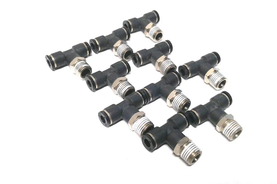 Push To Connect Union Branch Tee 1/4" x 1/4" MNPT Poly - Lot of 10     746I2 - Image 2 of 3