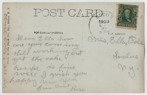 RARE RPPC Postcard Post Office & Bank SODUS NY 1908 Wayne County - Picture 2 of 2